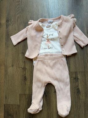 Petit Lem Blush Pink Waffle Knit 3-Piece Matching Set